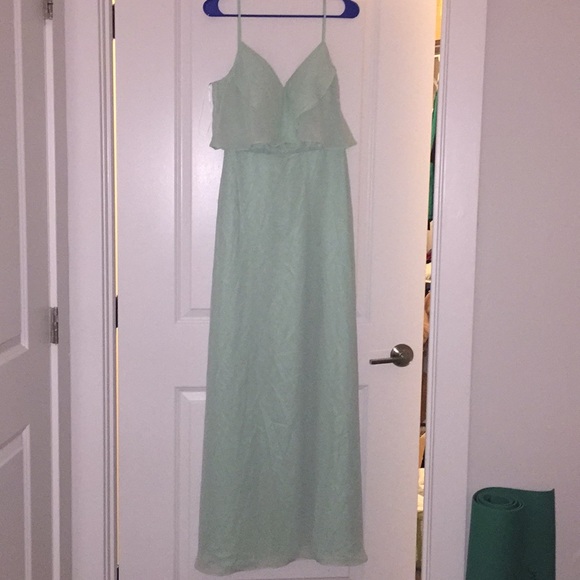 Size 8 Mint-blue chiffon Prom/Bridesmaid Dress - Picture 3 of 7